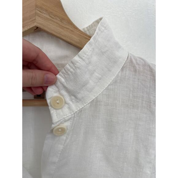 FLAX Coastal 100% Linen Lightweight Airy Mandarin Collar Button-Down Shirt - Med - Picture 7 of 10